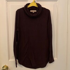 Dark Maroon Turtleneck Long Sleeve Top - LOFT